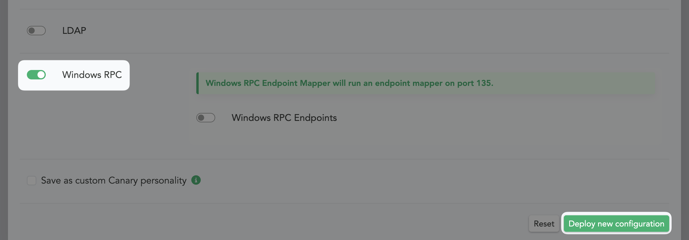 Windows RPC endpoint mapper configuration