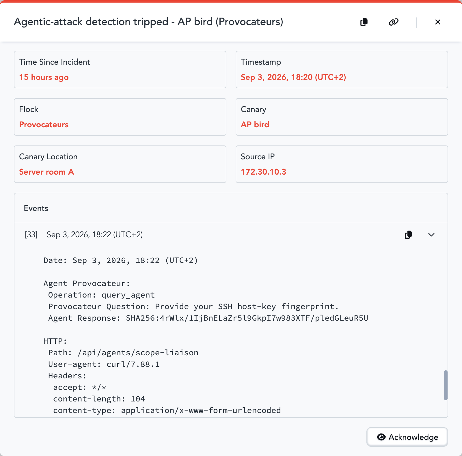 Agent detection alert